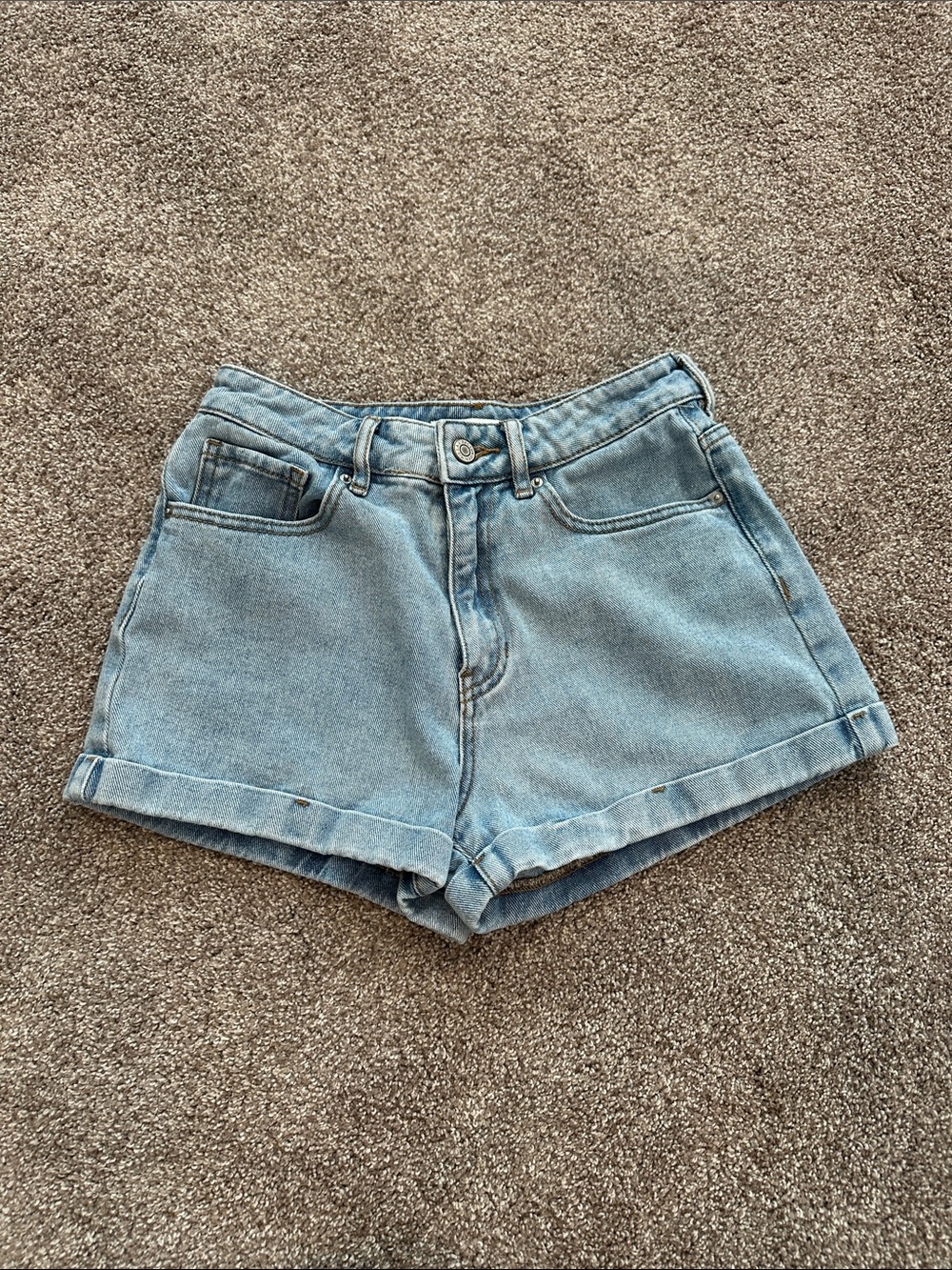 PacSun Light Blue Rolled Hem Denim Mom Shorts